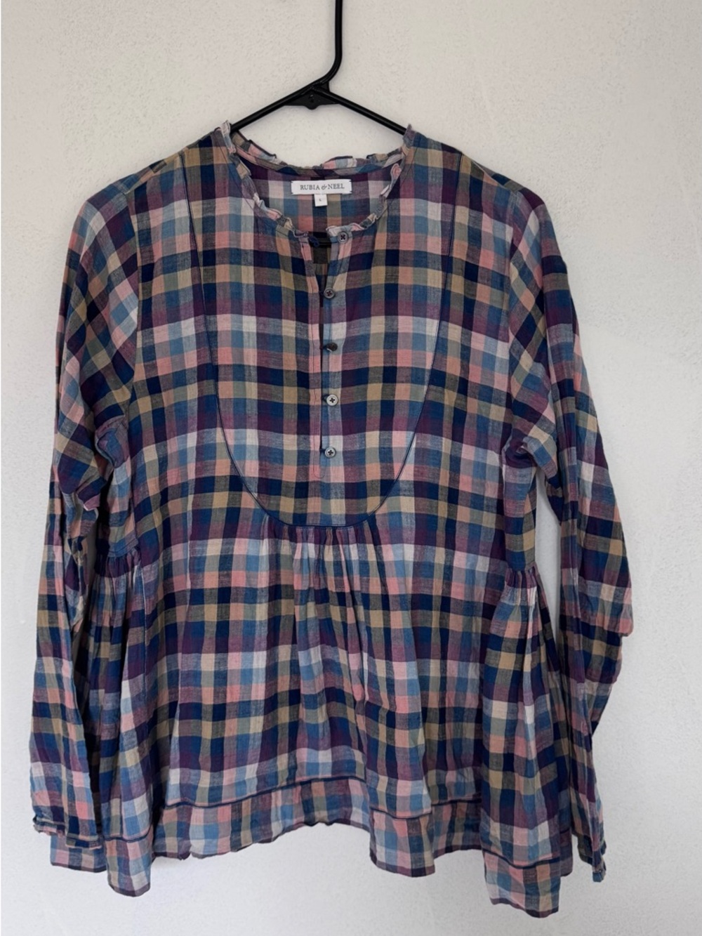 Rubia & Neel Adeline Check Top Blouse size Large